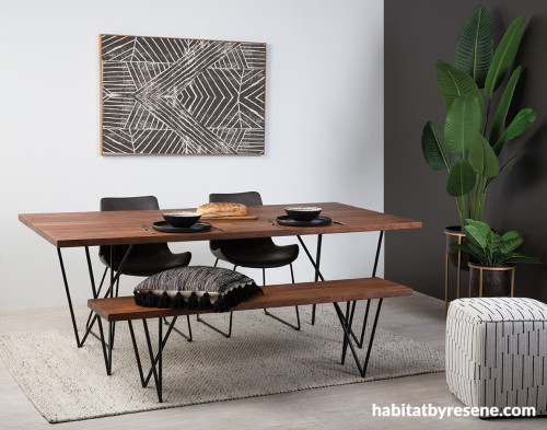 dining room, black feature wall, black and white dining room, resene ironsand, resene merino