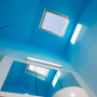 blue bathroom, skylight, blue ceiling, ombre walls, ombre blue, painting ombre
