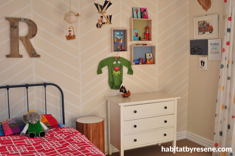 neutrals, children, herringbone, kids, painted patterns, stencils, paint ideas