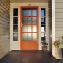 front door, orange, entrance way, paint ideas