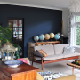 blue, living room, inky blue, dark walls