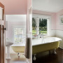 yellow bath tub, pink bathroom, heritage bathroom, pink bathroom inspiration, Resene