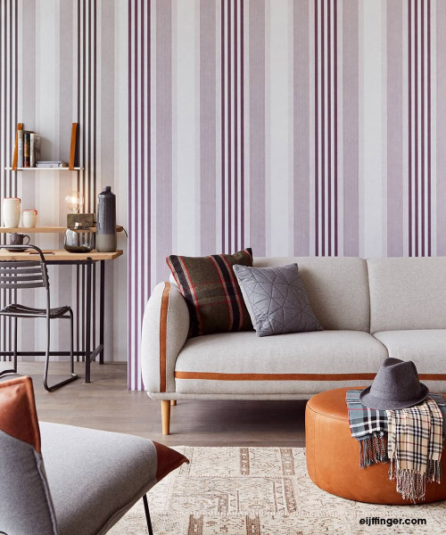 decorating with purple, purple wallpaper, purple interior, resene