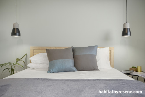 grey and green, grey green, green bedrooms, grey bedrooms, green feature wall, green feature walls
