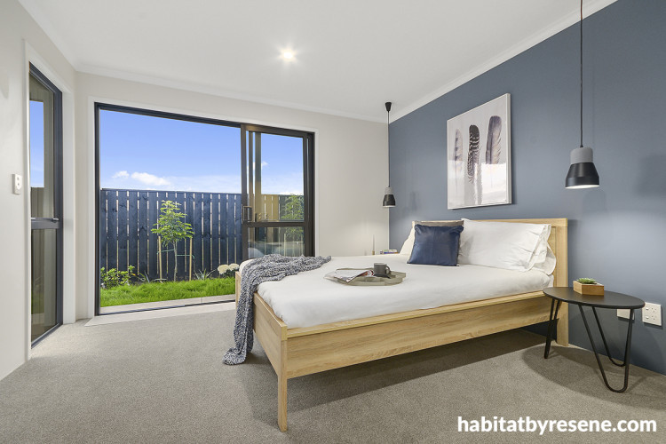 blue, bedroom, white, neutrals, blue feature walls, feature wall ideas, blue bedrooms