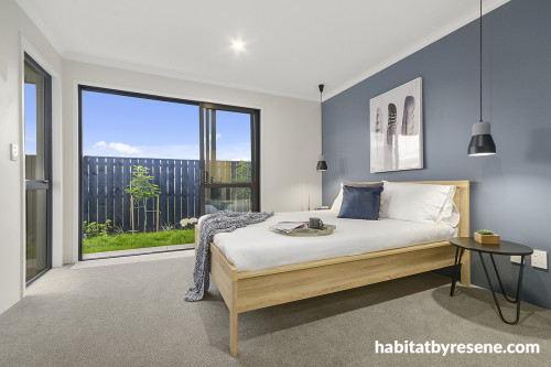 blue, bedroom, white, neutrals, blue feature walls, feature wall ideas, blue bedrooms