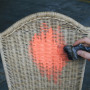 wicker chair makeover, diy, orange chair, orange paint, Resene Flamingo