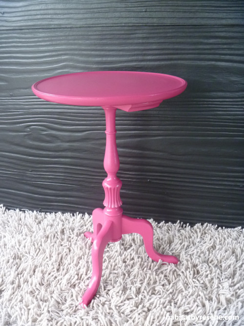 painted furniture, upcycled furniture, pink table, painted table, side table, pink paint 