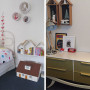 kids bedroom, childrens bedroom, gold drawers, gold dresser, white bedroom, resene akaroa