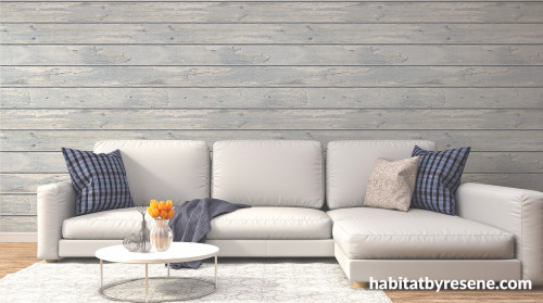 wallpaper trends, faux wallpaper, feature wall, planked wall, coastal interiors