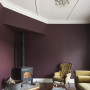 Resene Cab Sav Burgundy living room white ceiling fireplace