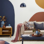 living room, living room inspiration, blue living room, warm toned living space, Resene