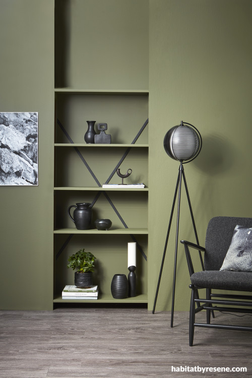 Green Paint, Resene Kelp, Resene Study, Office Inspo