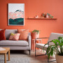 living room inspiration, living room ideas, terracotta living space, pink living space, warm toned room, Resene