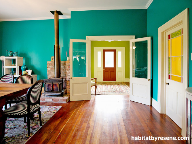 dining room inspiration, green dining room, colourful dining area, dining area ideas, Resene