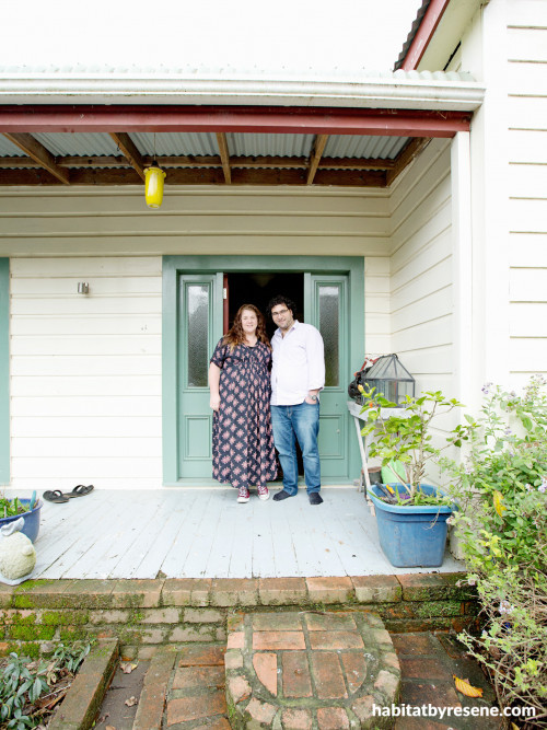 green door inspo, exterior inspiration, home exteriors, white homes, colourful doors, Resene 