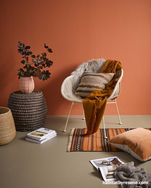 terracotta lounge orange walls