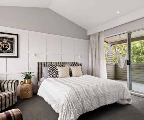 bedroom grey panelled walls