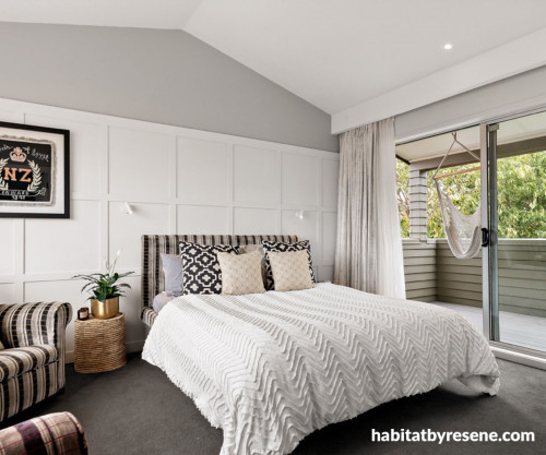 bedroom grey panelled walls