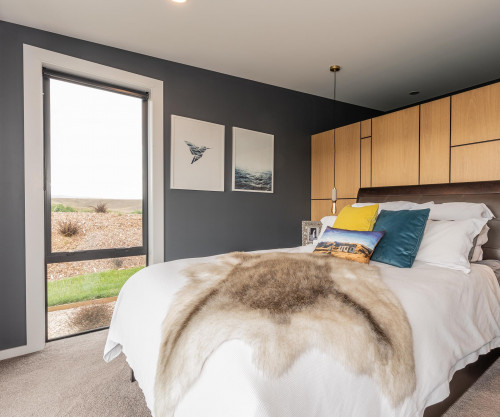 Grey bedroom oak headboard