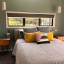 Retro Bedroom, Green Bedroom, Smoky Green, Mid Century Interior