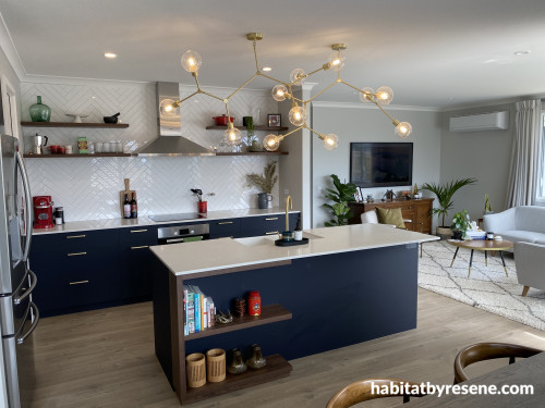 Blue Kitchen, Navy Kitchen Island, Navy Kitchen, Kitchen Reno