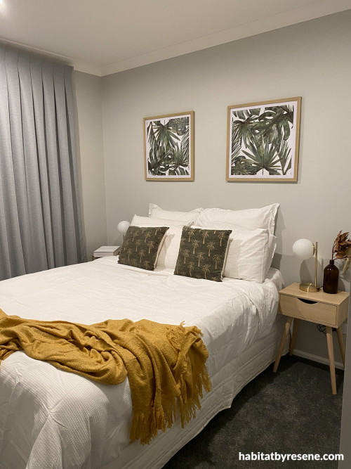 Tropical Bedroom, Ochre Bedroom, Yellow and Green, Grey Interiors