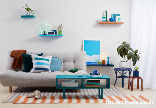 living room inspiration, grey living room, grey and blue, blue decor, decorating, Resene