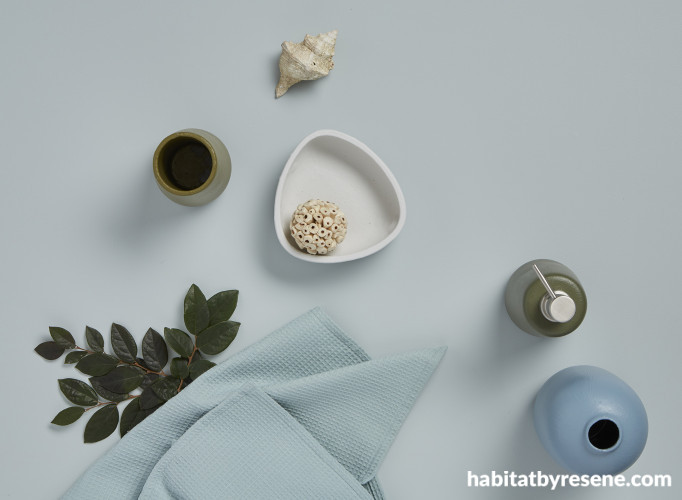 Blue colour palette, Resene Paint, Flatlay, Grey Paint, Blue Paint