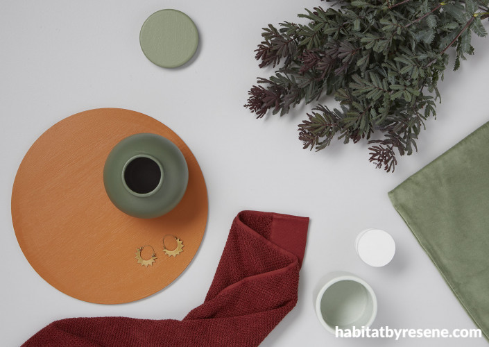 Resene, Orange Paint, Flat Lay, Resene Chelsea Gem, Earth Tones