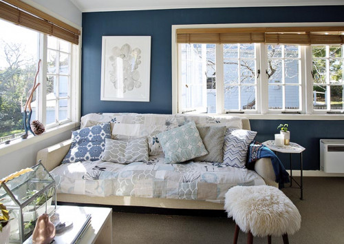 Resene Navigate living room blue wall