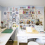craft room office blue walls