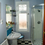 Chequerboard Flooring, Retro Bathroom, Blue Bathroom