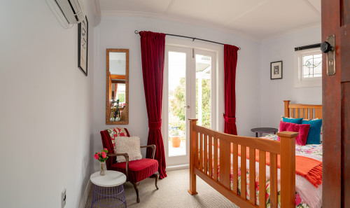 Red Curtains, Light Blue Interiors, Colourful Bedding, Retro Interiors