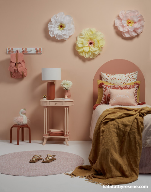 pink children's room, pink kid's room, kids bedroom inspiration, child's room Inspo, Resene 