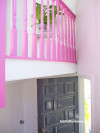 pink stairwell, pink banister, decorating with pink, pink decor, Resene 