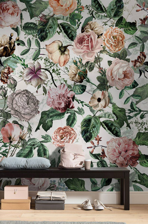 floral wallpaper, wallpaper inspiration, decorating with floral, floral decor, resene