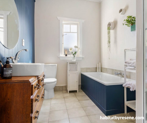 blue bathroom feature wall tongue and groove