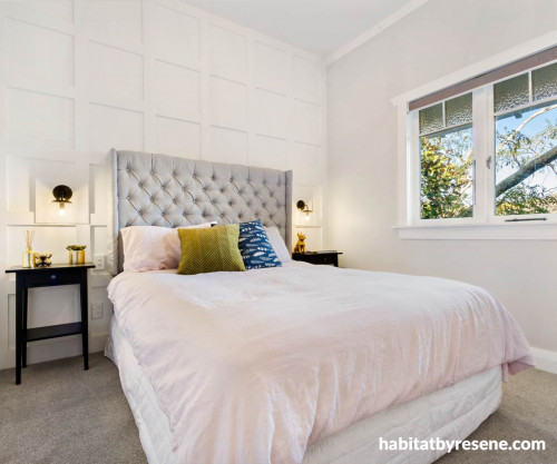 Bedroom white walls panelling