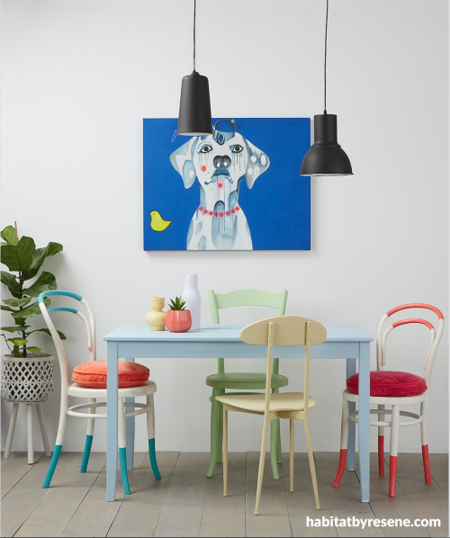 Scandi Interiors, Scandi design, Colour Pop, Dalmatian Art, Resene