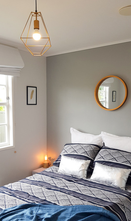 70s renovation, grey bedroom, Resene Silver Chalice, Resene, Reno inspiration