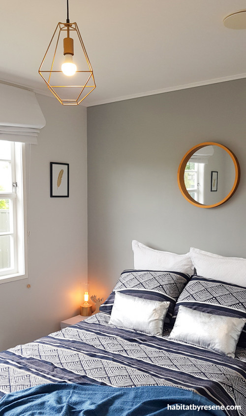 70s renovation, grey bedroom, Resene Silver Chalice, Resene, Reno inspiration