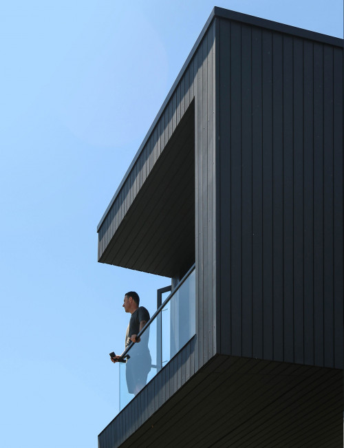 stained black exterior