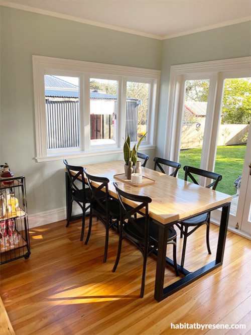 Pastel green dining room