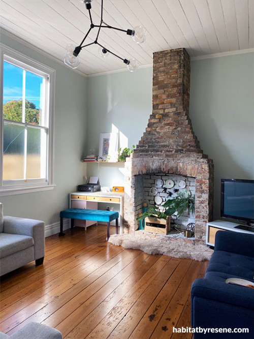 pastel green living room