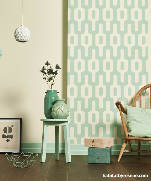 Scandi Interiors, Wallpaper, Scandinavian Design, Pale Green, Resene, Pastel Colours