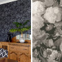 Flower Wallpaper, Floral Wallpaper, Monochrome Wallpaper, Monochrome Interiors