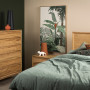 jungle themed room, wooden furniture, green wall, tropical room, Resene