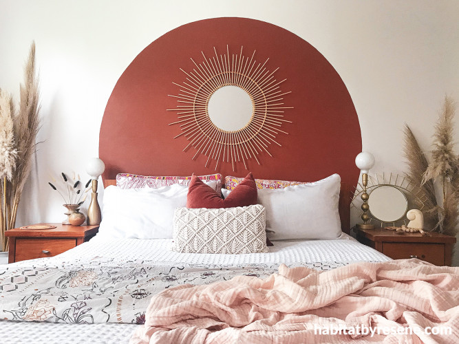 Terracotta Bedroom, Bedroom Feature Wall, Painted Headboard