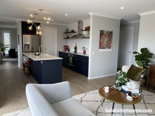 Kitchen Reno, Modern Lounge, Navy Kitchen Island, Navy Kitchen